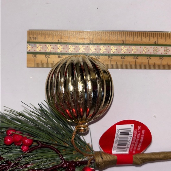 Festive Red & Gold Christmas Pick - Holiday Pine, Berries & Ornaments 7 - Picture 9 of 15